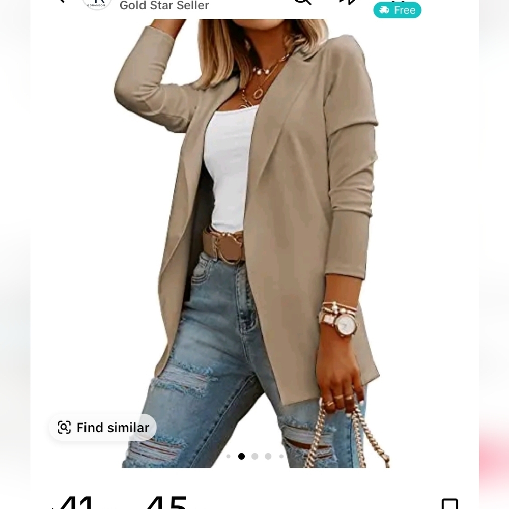 NWT Womans Tan Blazer Jacket - Picture 5 of 6